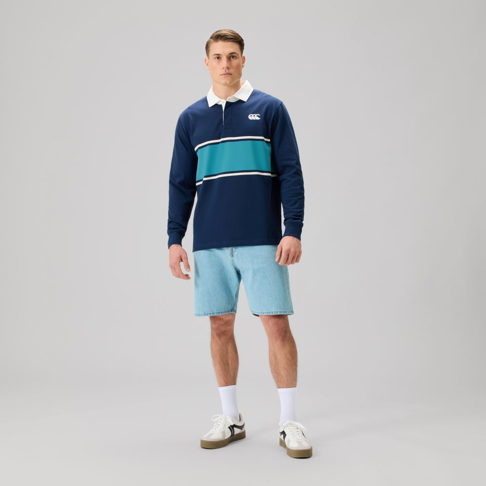 Mens Fundamentals Stripe Rugby Jersey Blue
