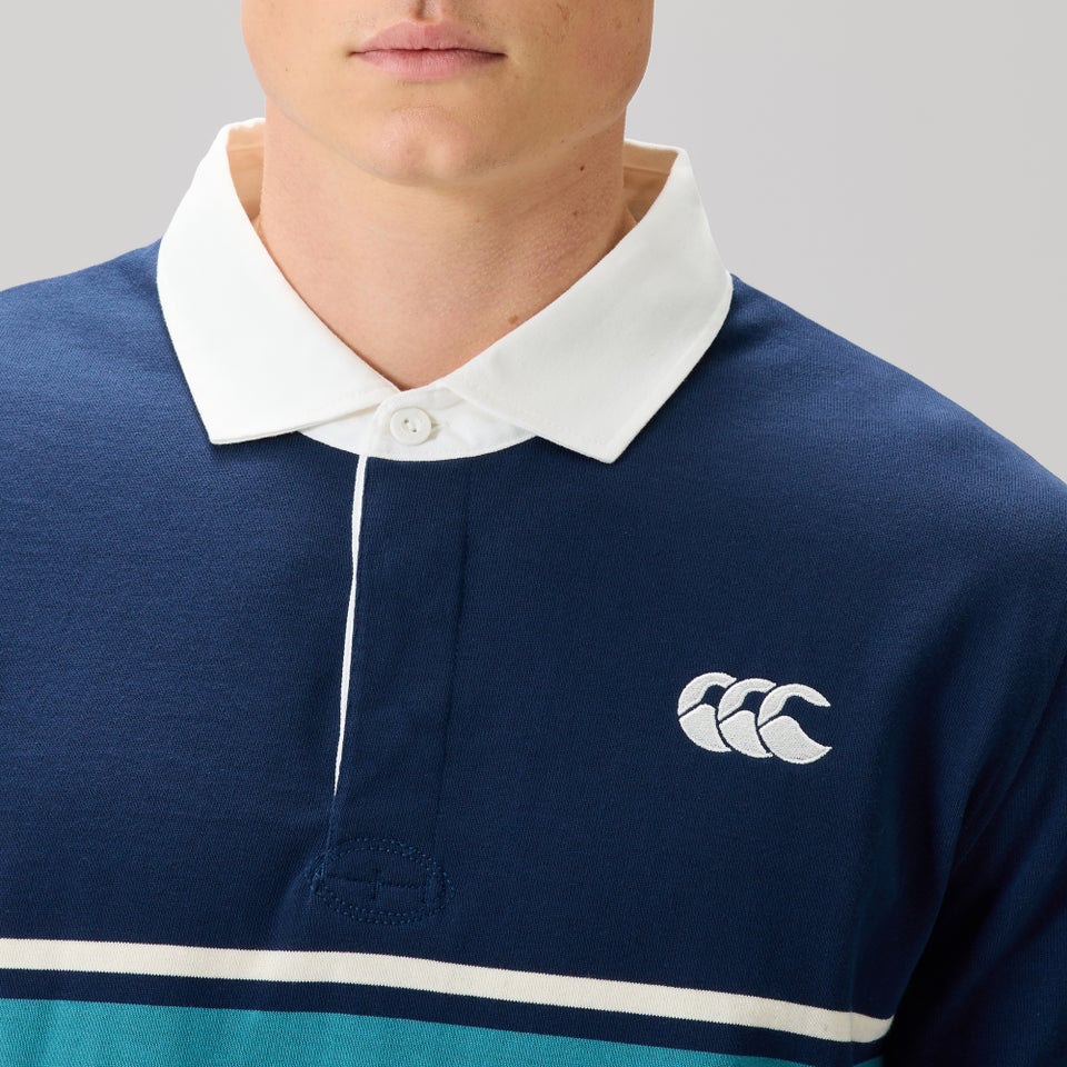 Mens Fundamentals Stripe Rugby Jersey Blue