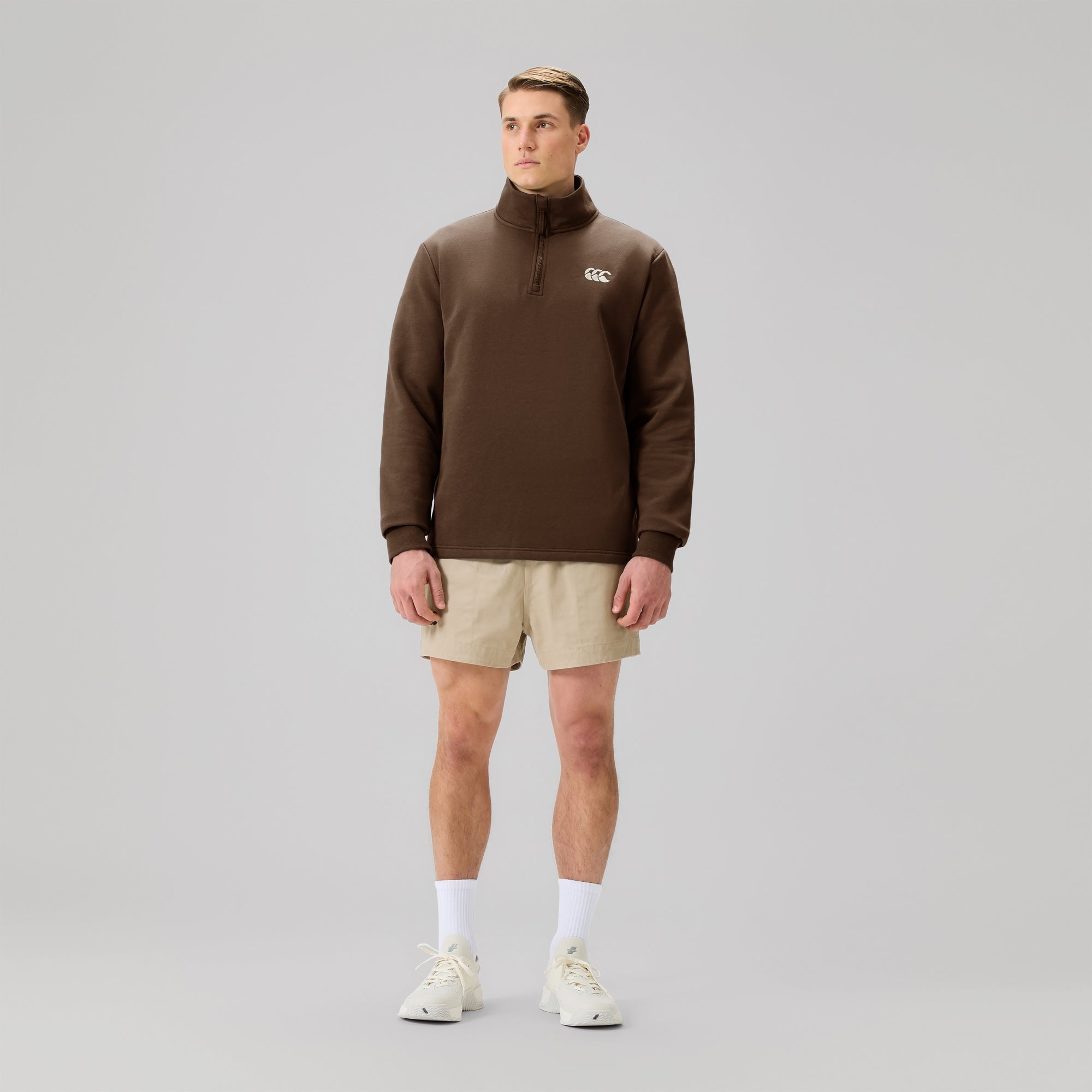 MENS FUNDAMENTALS QUARTER-ZIP SWEATER BROWN | Canterbury Australia