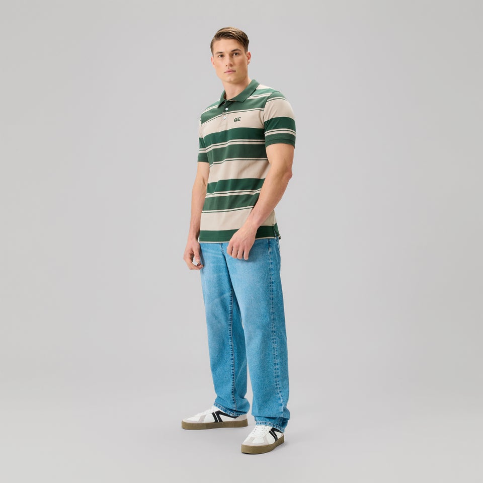 MENS FUNDAMENTALS STRIPE POLO GREEN