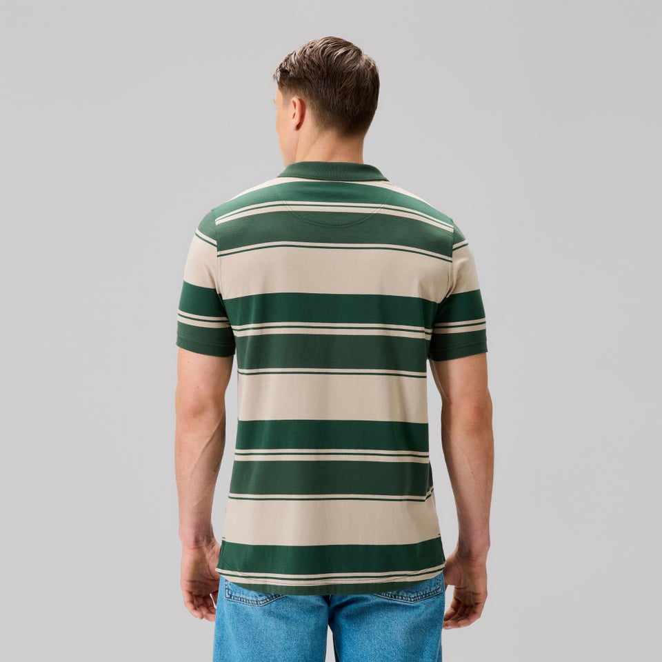 MENS FUNDAMENTALS STRIPE POLO GREEN