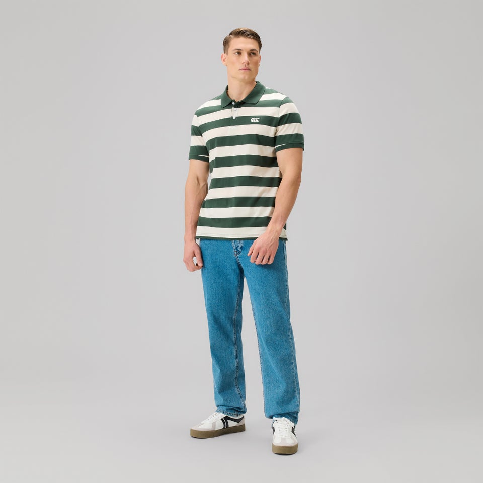 MENS FUNDAMENTALS STRIPE POLO BEIGE