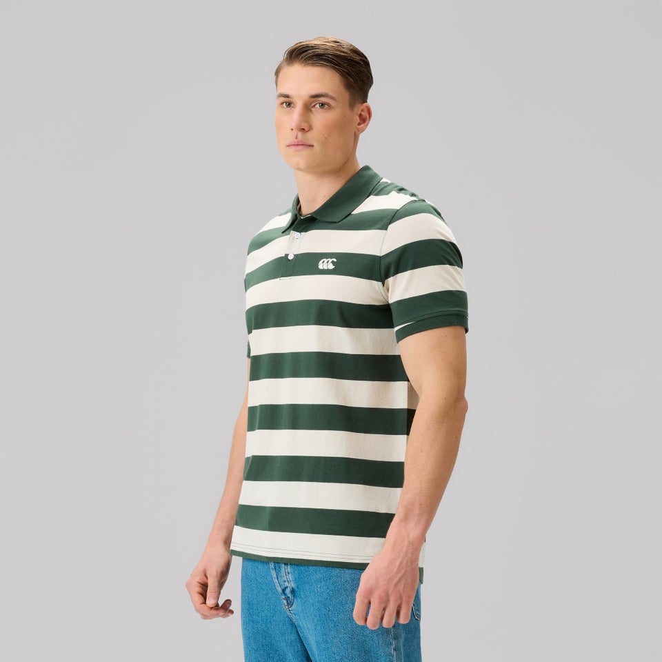 MENS FUNDAMENTALS STRIPE POLO BEIGE