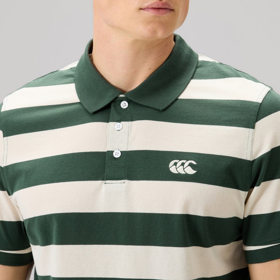 MENS FUNDAMENTALS STRIPE POLO BEIGE