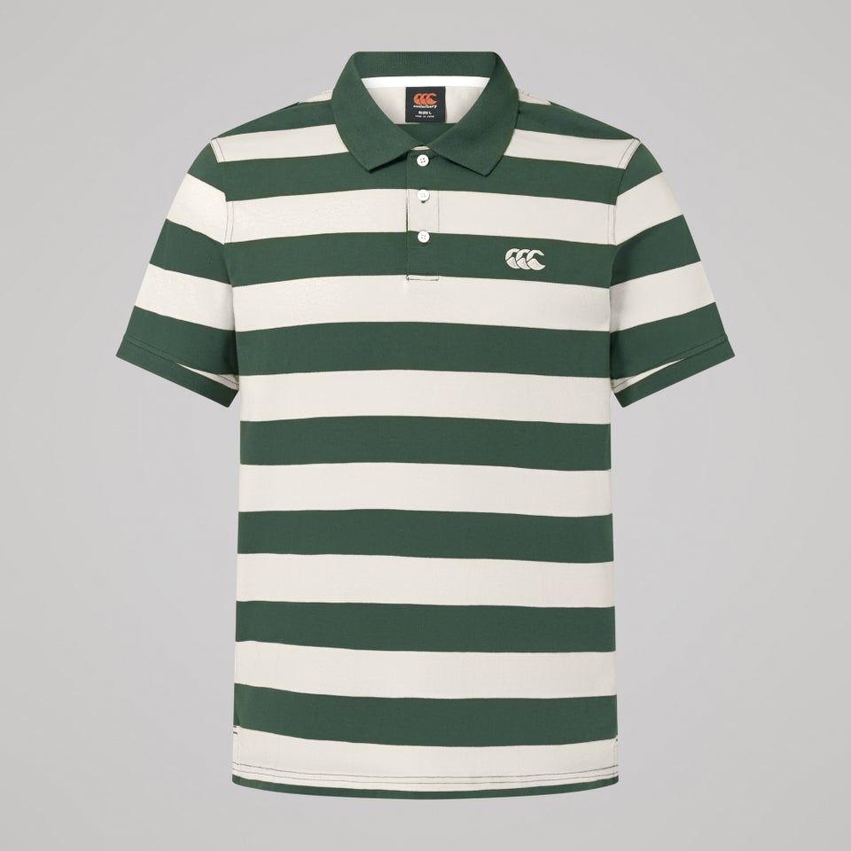 MENS FUNDAMENTALS STRIPE POLO BEIGE