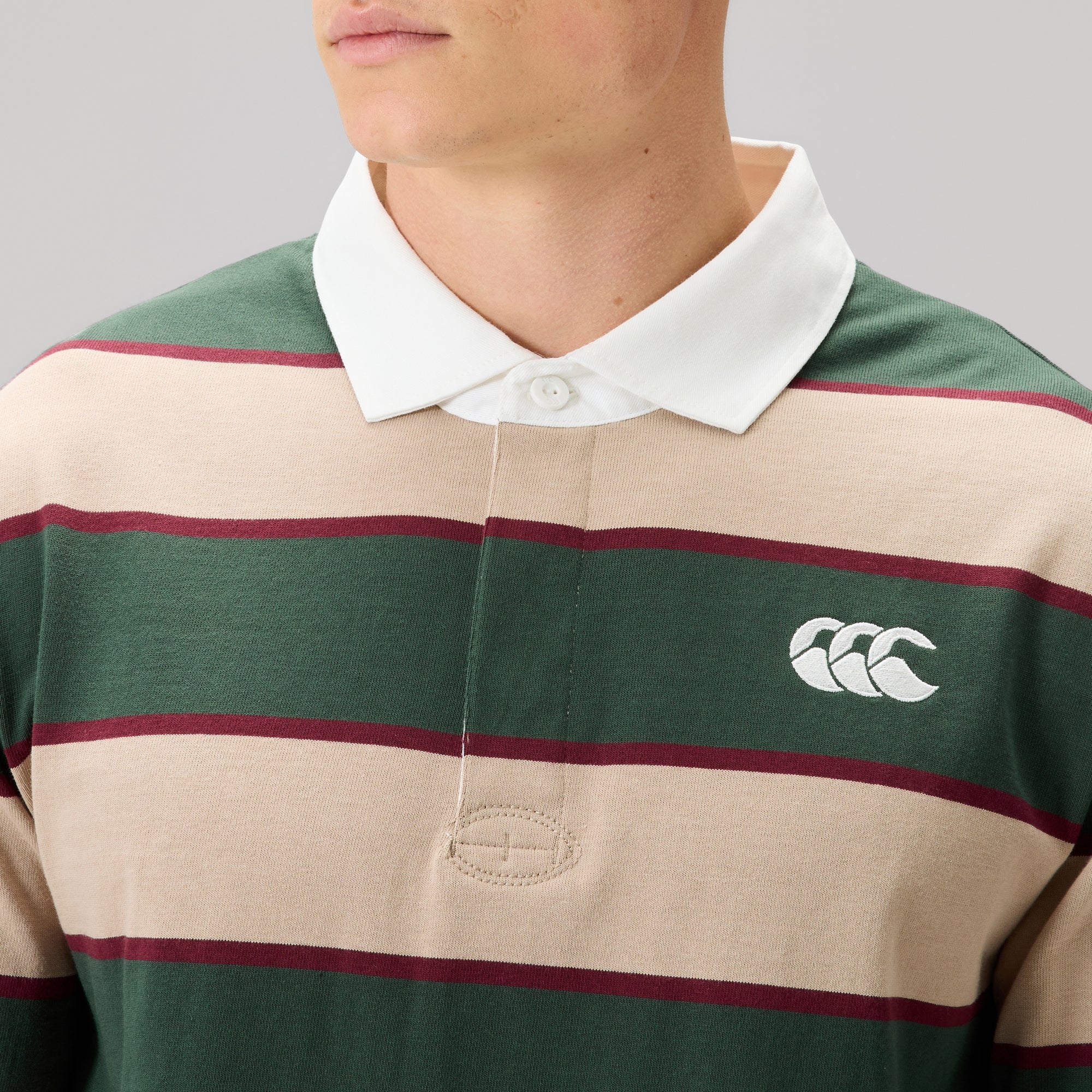 Canterbury Rugby 70s 80s ラガシャツ Mens Fundamentals Stripe Rugby Jersey Green | Canterbury