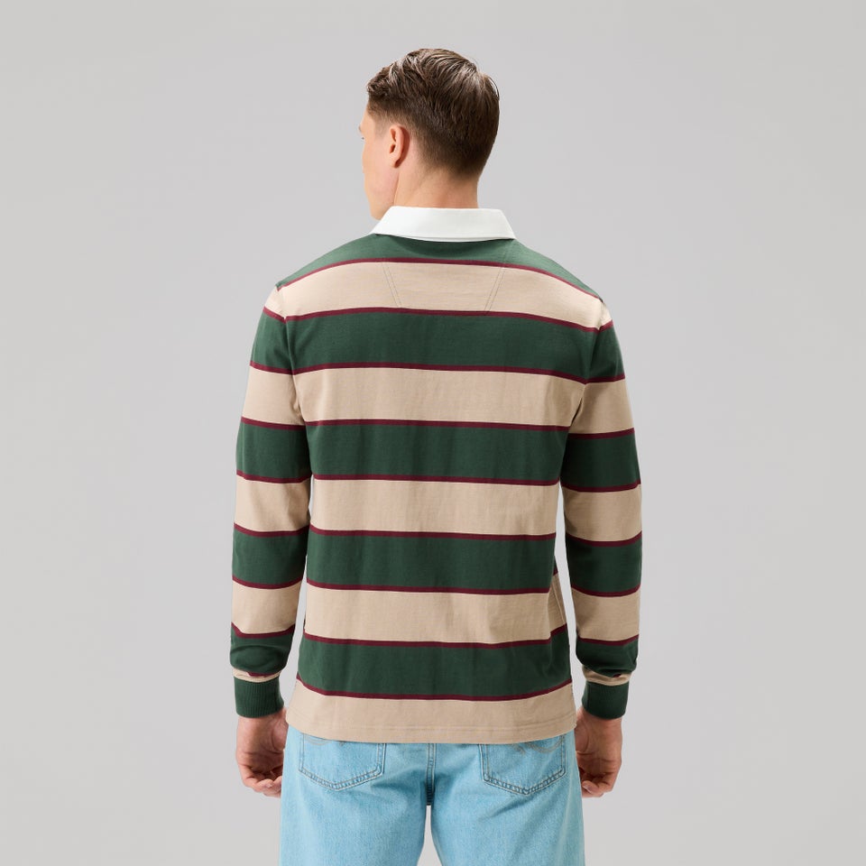 Mens Fundamentals Stripe Rugby Jersey Green