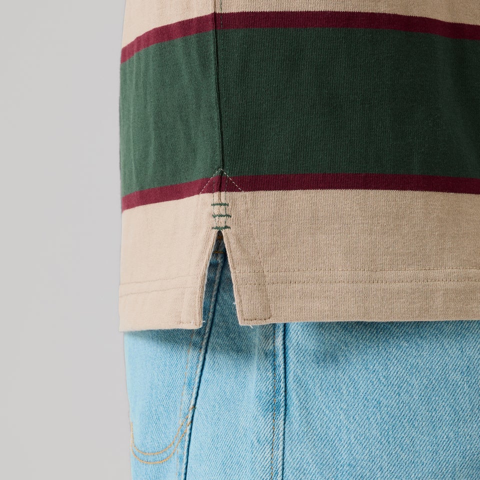 Mens Fundamentals Stripe Rugby Jersey Green