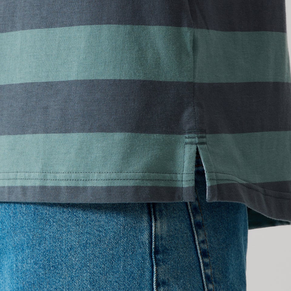 Mens Fundamentals Stripe Polo Shirt Grey