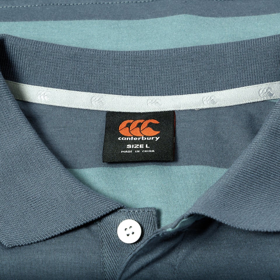 Mens Fundamentals Stripe Polo Shirt Grey