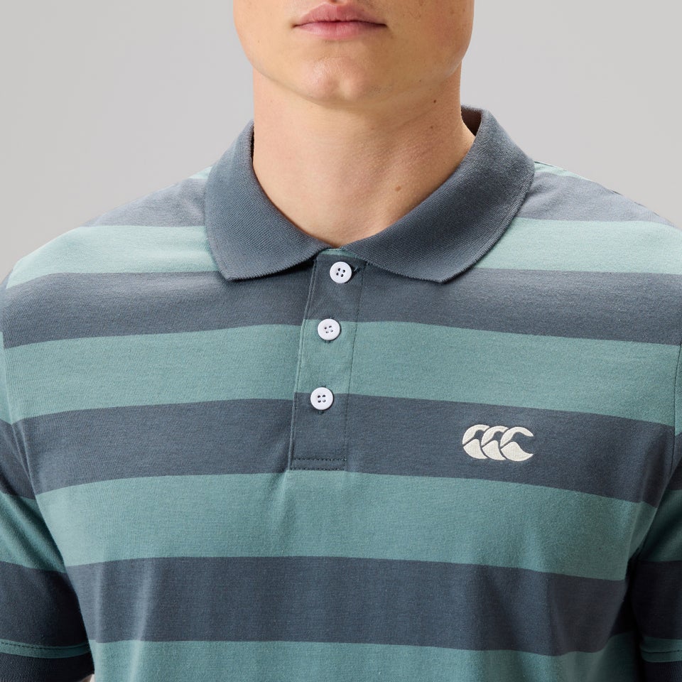 Mens Fundamentals Stripe Polo Shirt Grey