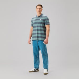 Mens Fundamentals Stripe Polo Shirt Grey