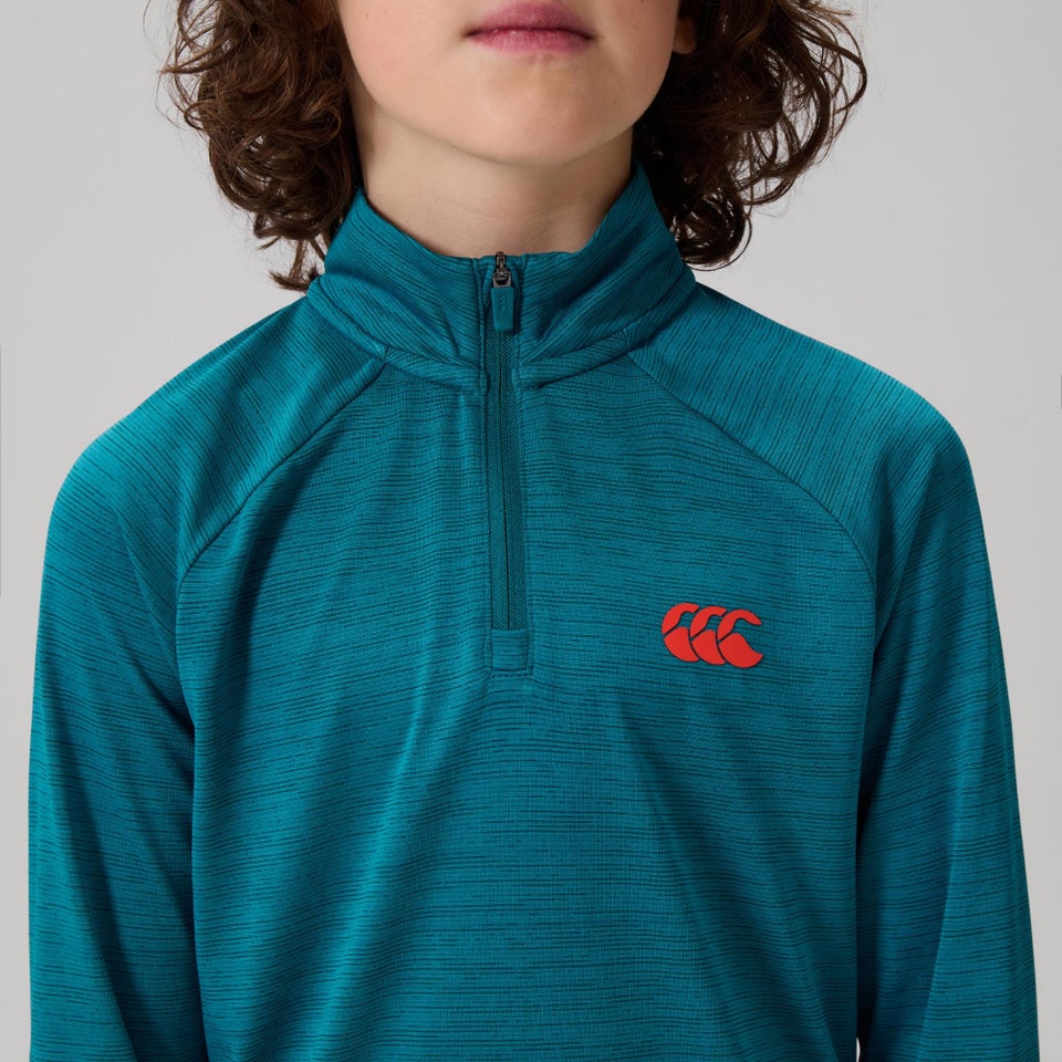 KIDS TEMPO+ QUARTER-ZIP TRAINING TOP TEAL