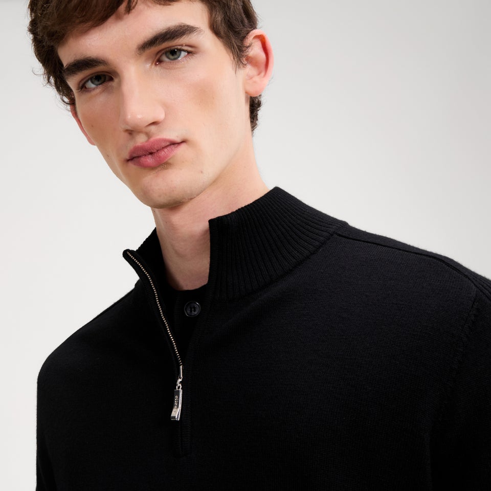 Top Alvoni mit 1/4-Reißverschluss für Herren Schwarz