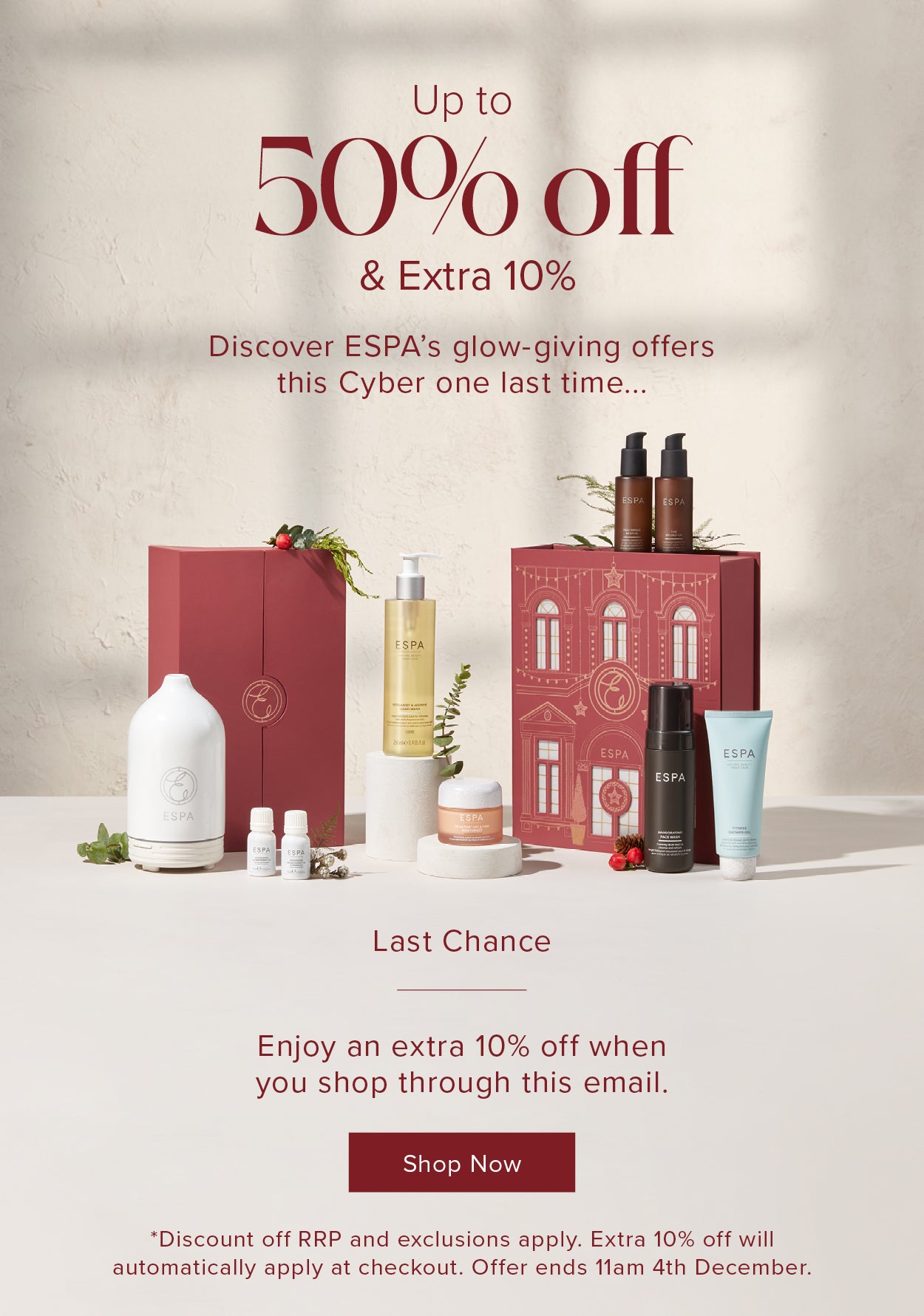 Last chance up to 50 percent off and an extra 10 percent off
