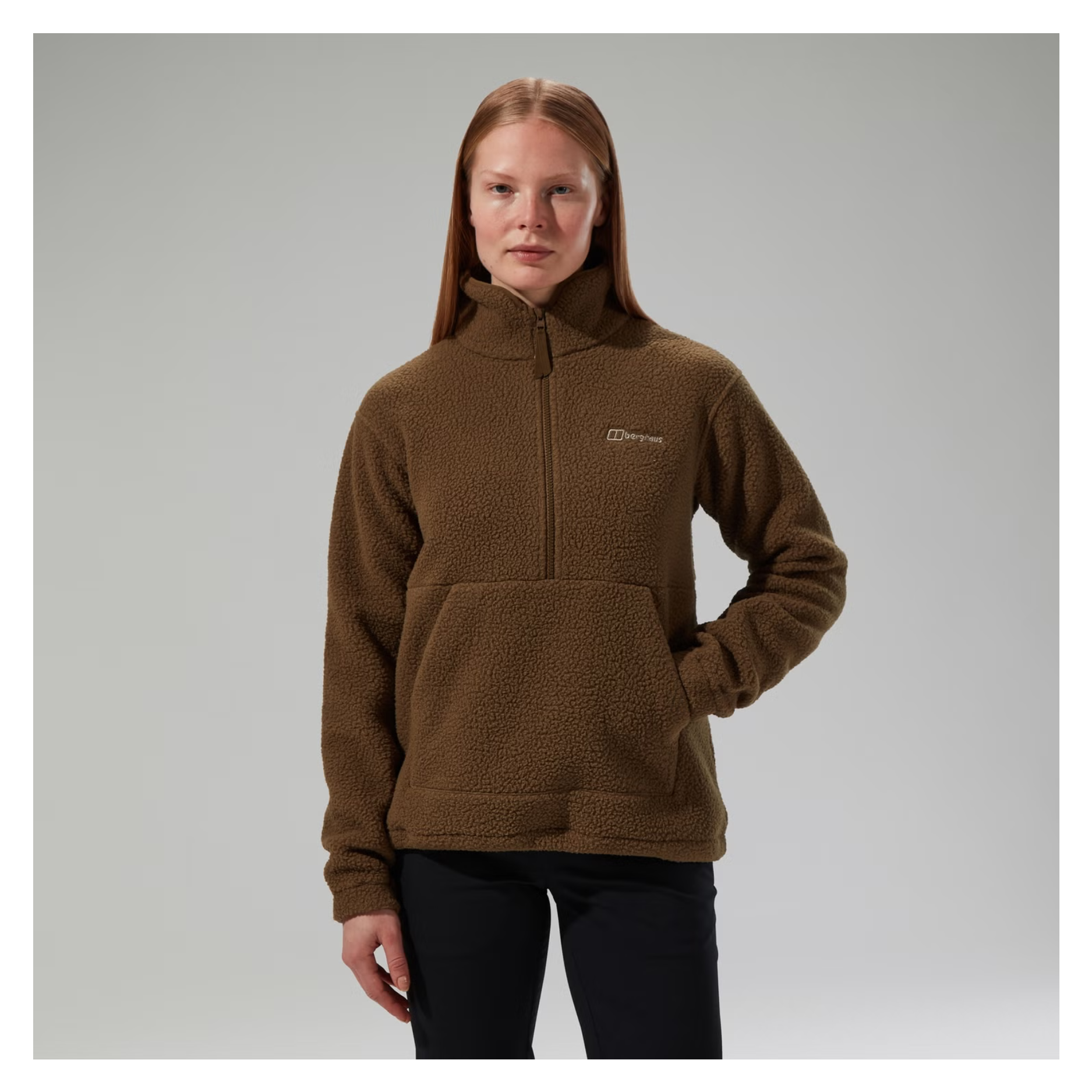 Halb-Zip-Fleece Hawksker Damen-Pullover - Braun