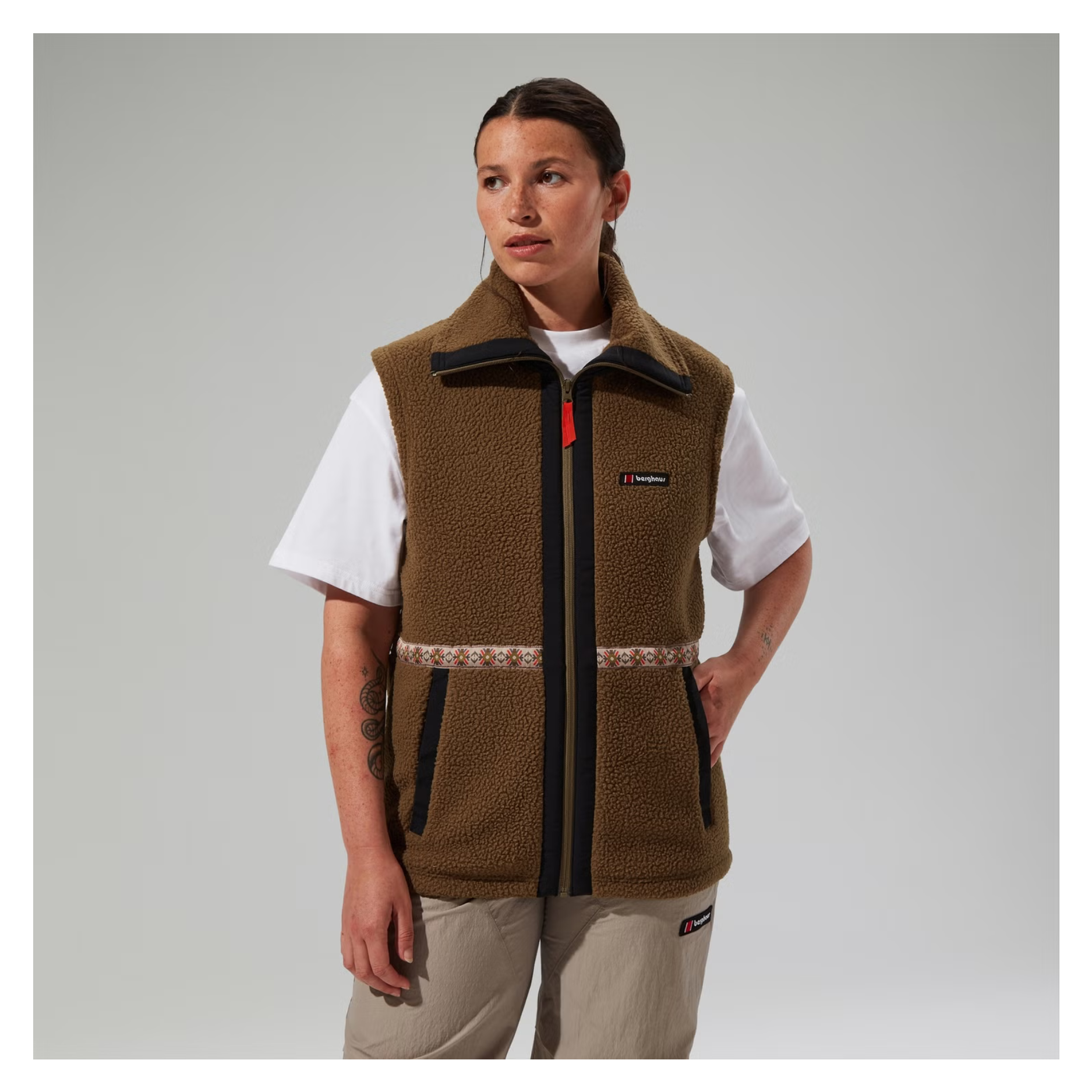 Fleece-Gilet Rhynie Aztec Unisex-Jacke - Braun/Schwarz
