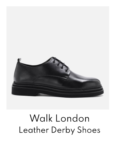 Walk London Men's Brooklyn Leather Derby Shoes - Black