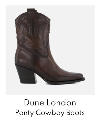 Dune London Women's Ponty Leather Heeled Cowboy Boots