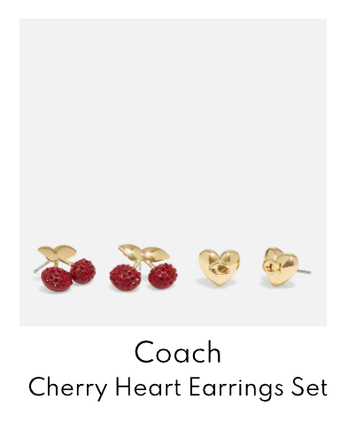 Coach Cherry Heart Gold-Tone Stud Earrings Set