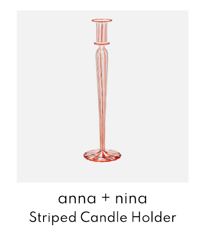 Anna + Nina Candy Cane Striped Candle Holder