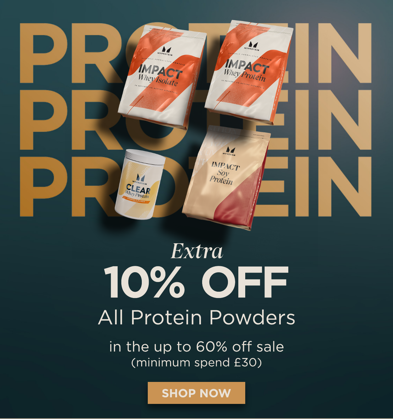Up to 60% off + extra 10% off proteins