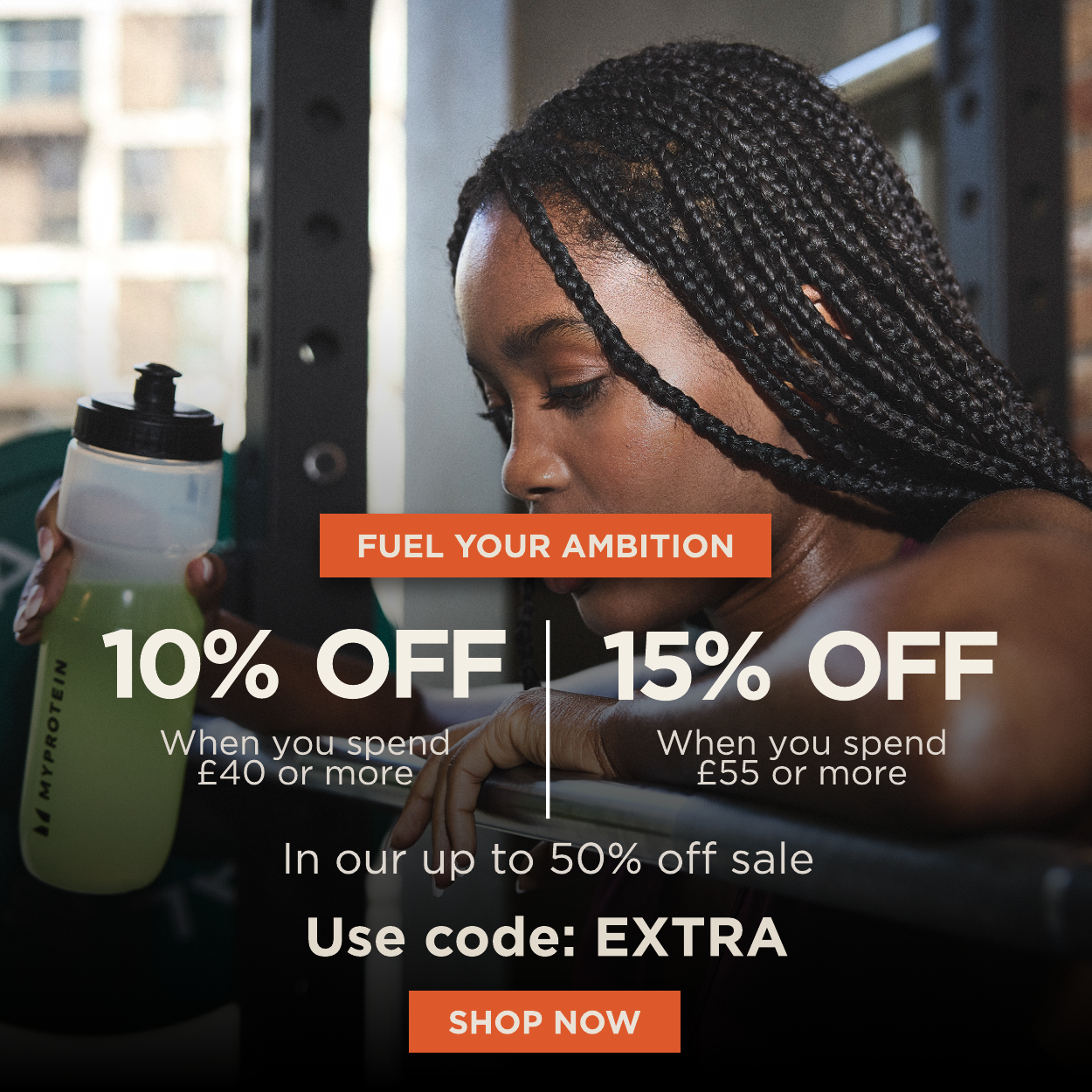 Extra 10% off when you spend £40 or more. Extra 15% off when you spend £55 or more. Use code: EXTRA