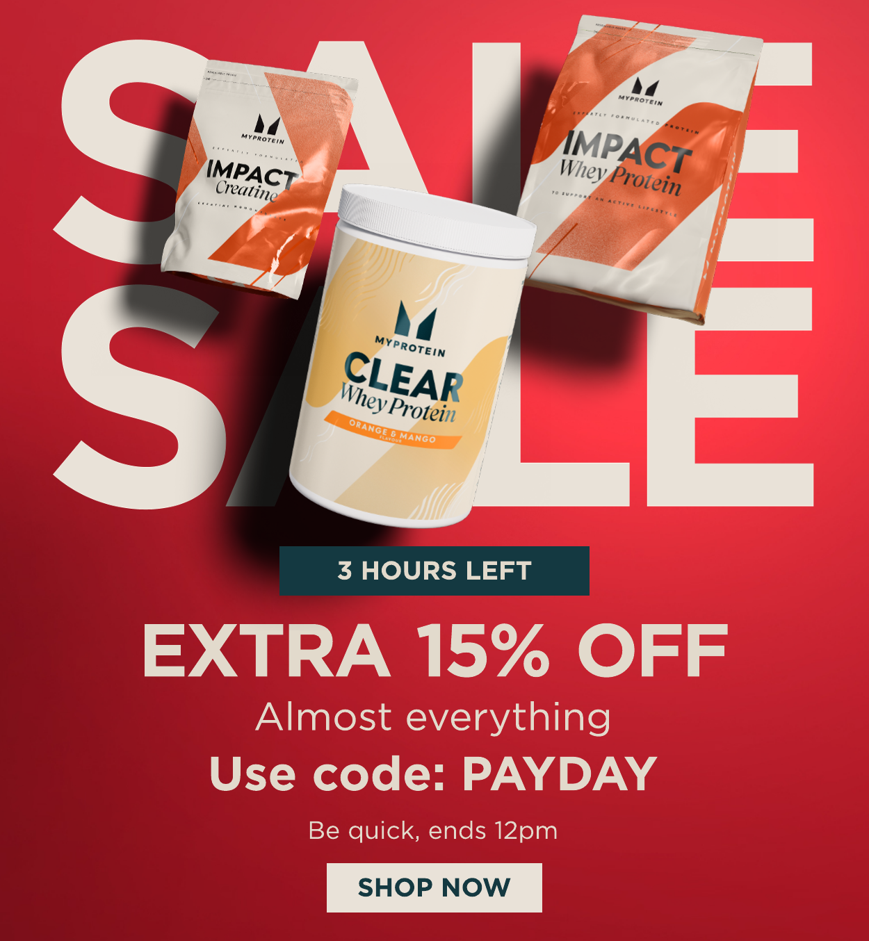 3 Hours Left: Extra 15% off almost everything, use code: PAYDAY