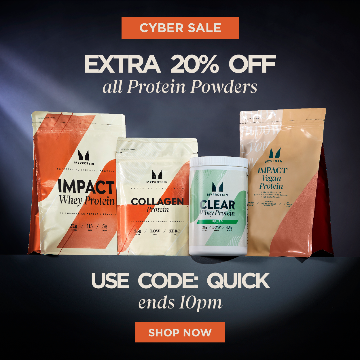 Extra 20% off protein powders