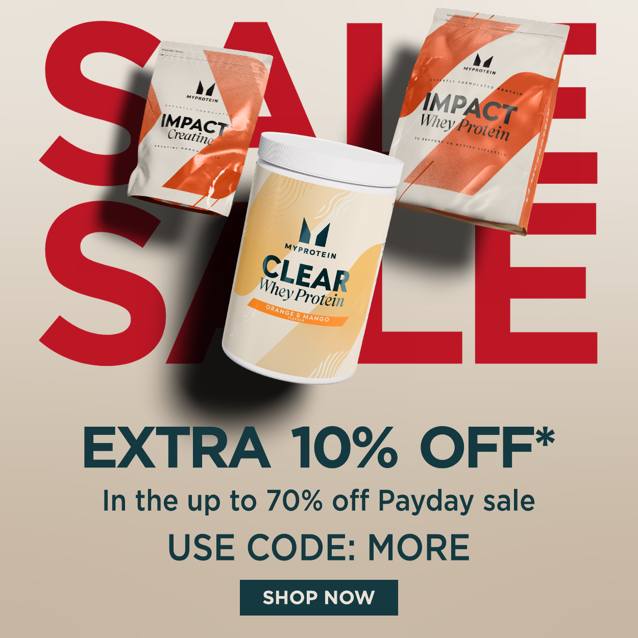 Extra 10% off in the up to 70% off Payday sale, use code: MORE