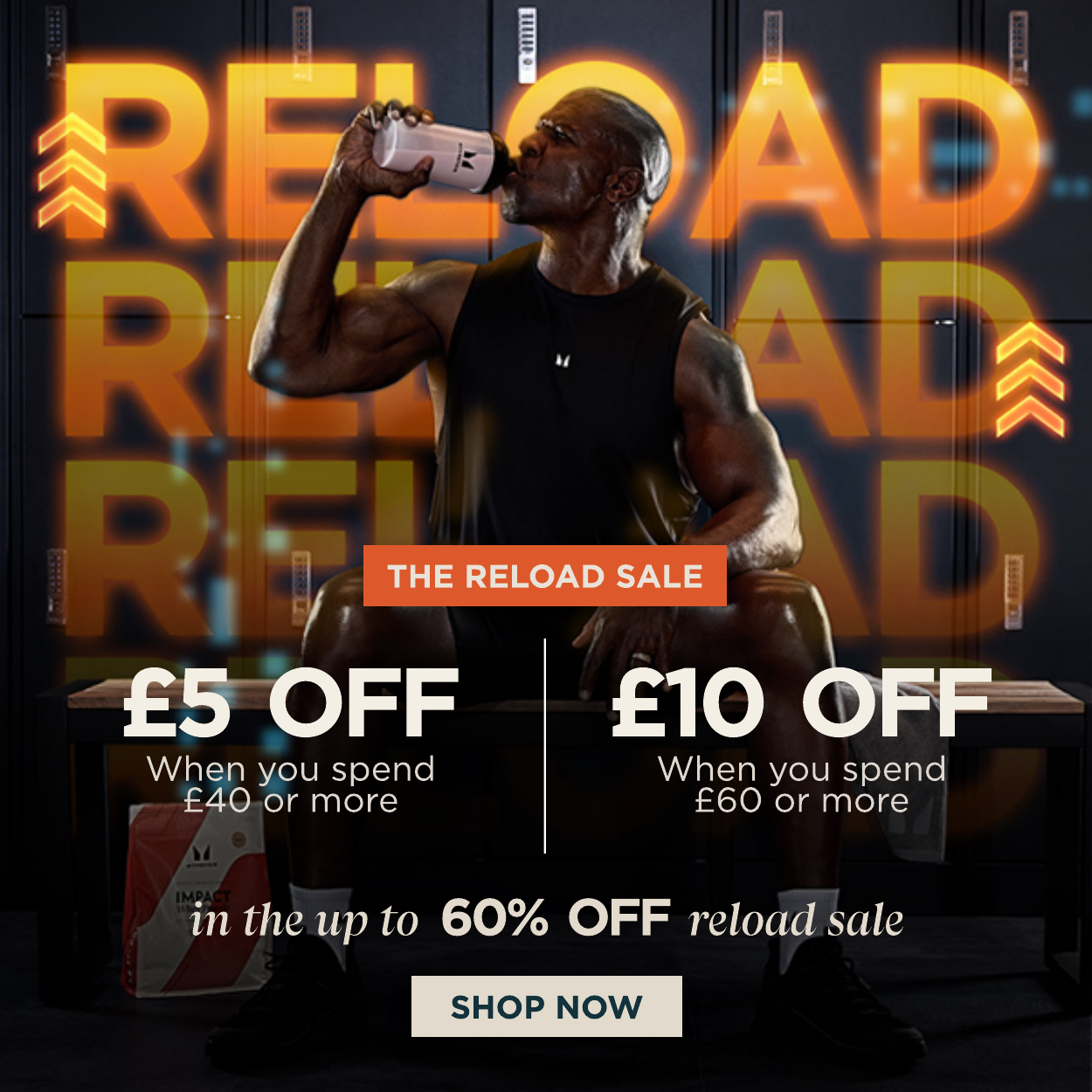 £5 off when you spend £40 or more. £10 off when you spend £60 or more.