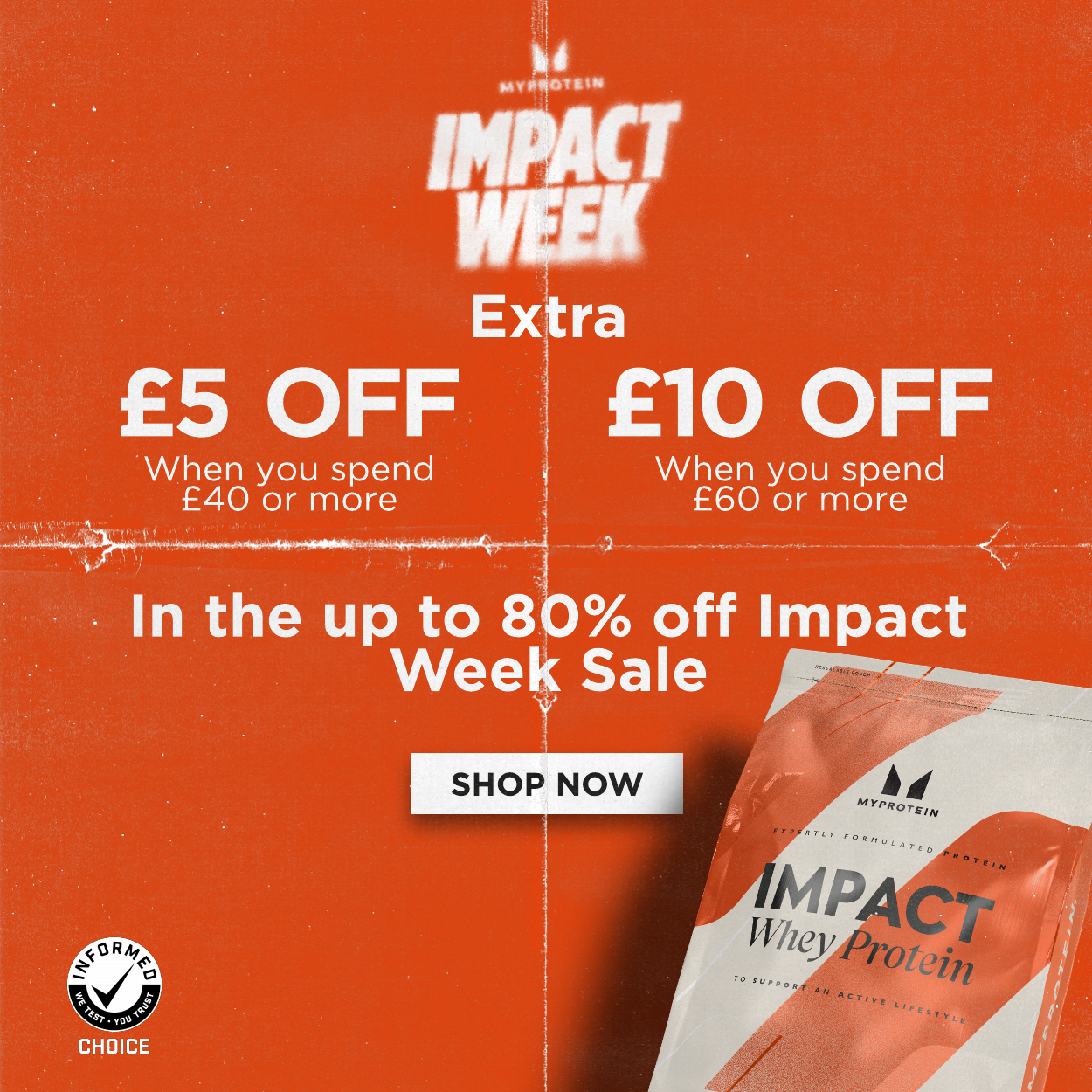 Extra £5 off when you spend £40 or more. Extra £10 off when you spend £60 or more.