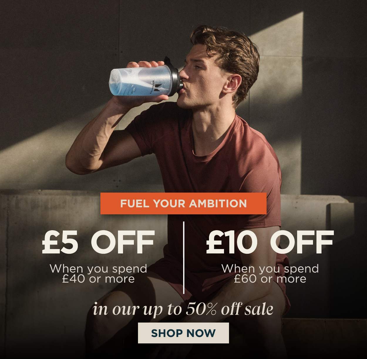 £5 off when you spend £40 or more. £10 off when you spend £60 or more.