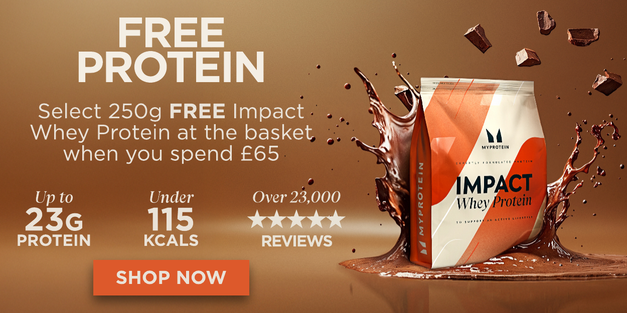 Free Impact Whey Protein when you spend £65