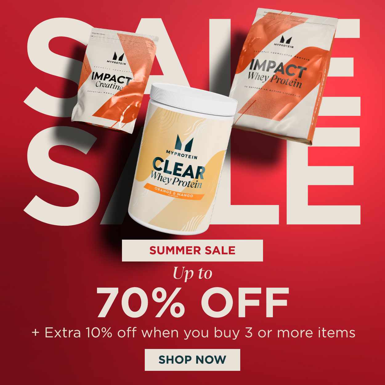 Up to 70% off + Extra 10% off when you buy 3 or items