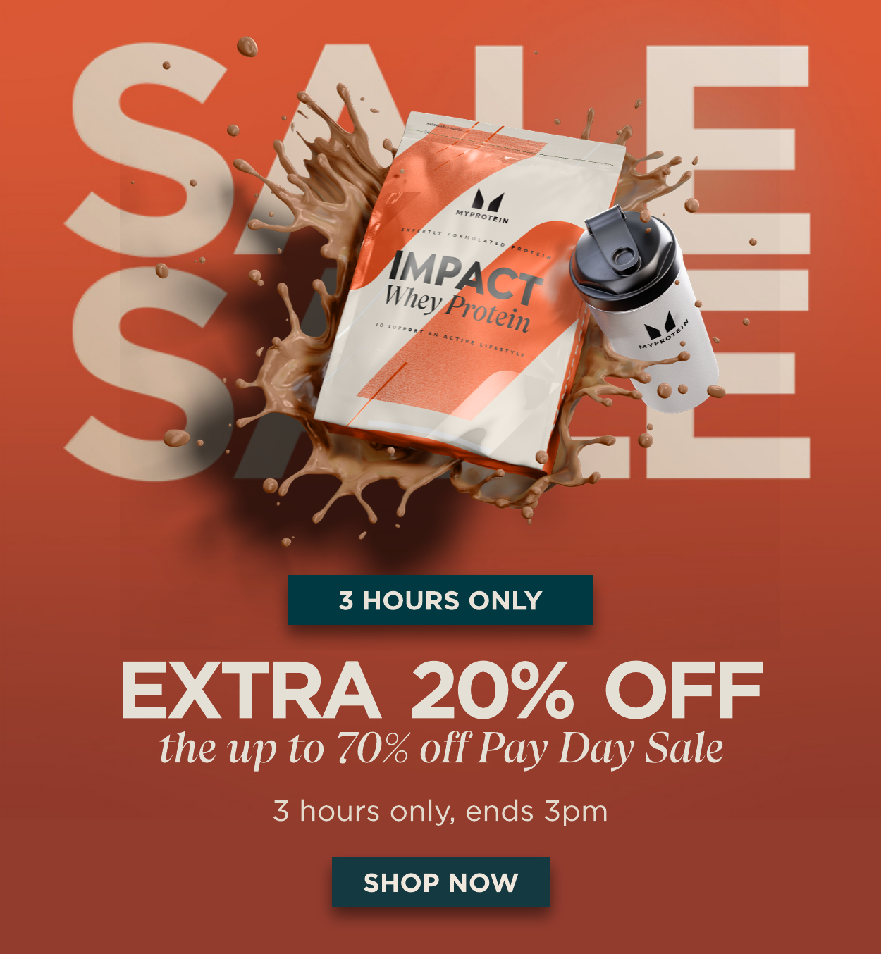 Extra 20% off the up to 70% off Pay Day Sale - 3 hours only