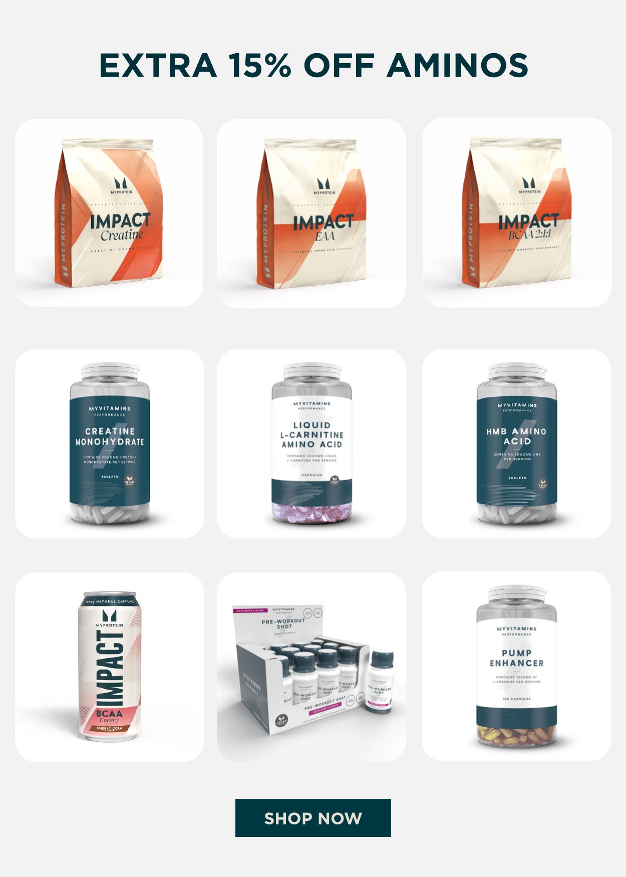 Extra 15% off aminos. No code required, shop now >
