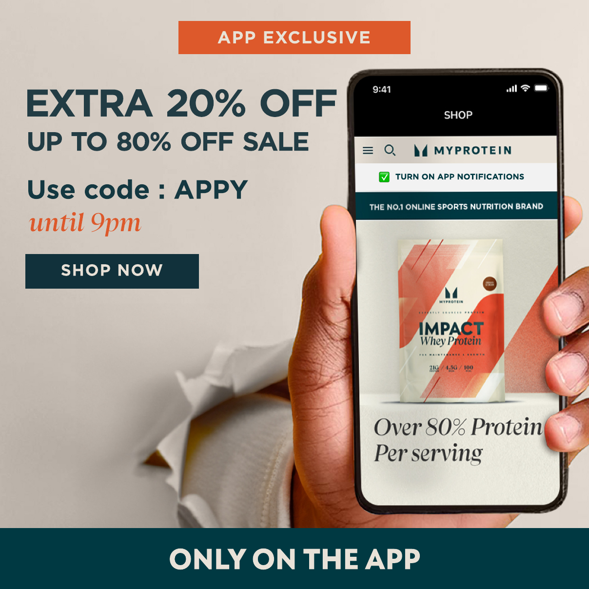 Shop the app for an extra 20% off the up to 80% off sale. 