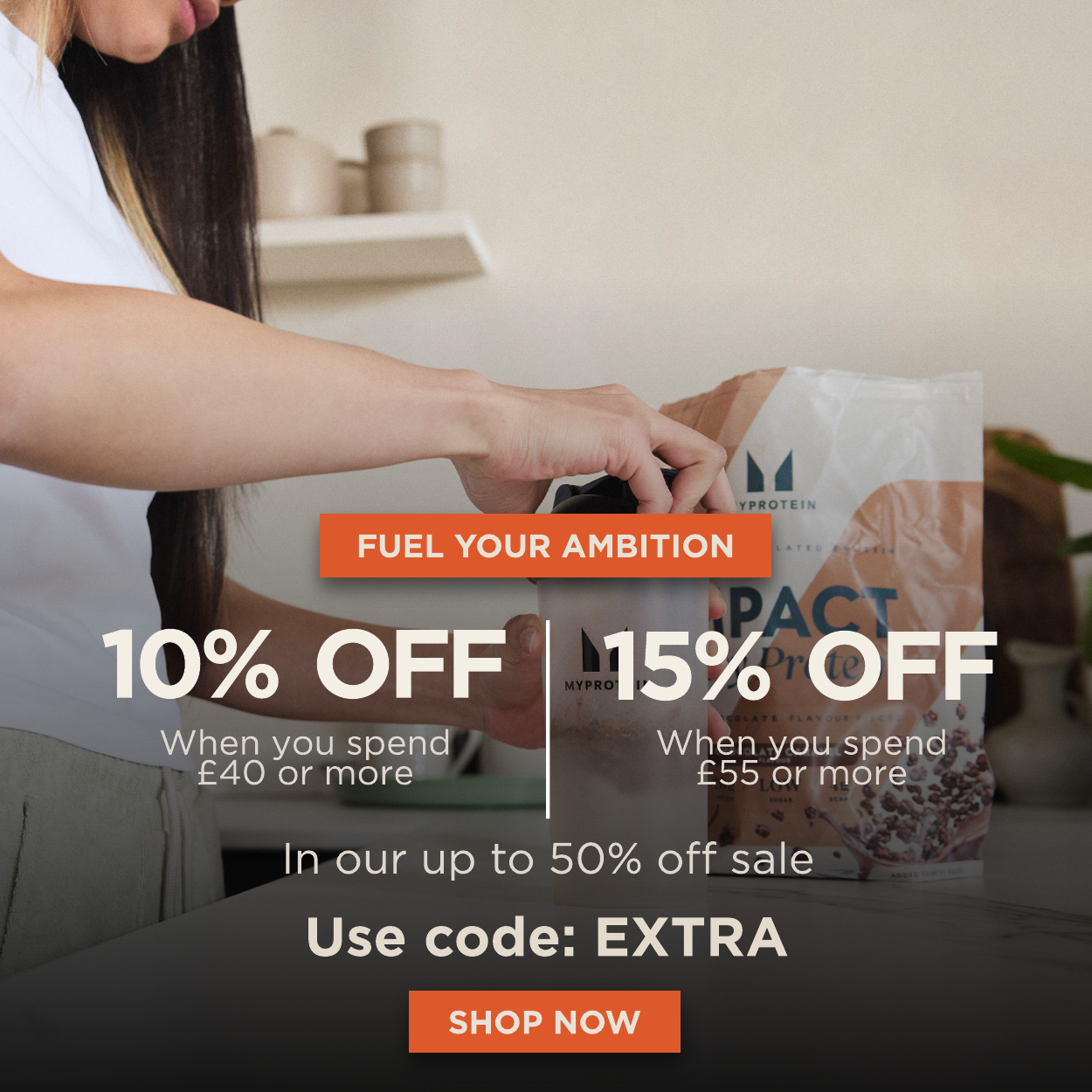 10% off when you spend £40 or more. 15% off when you spend £55 or more. Use code: EXTRA