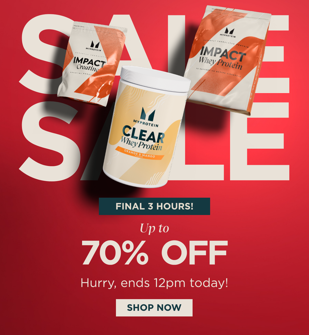 Up to 70% off ends 12pm today