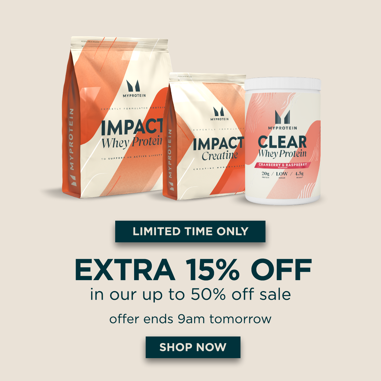 Extra 15% off ends 9am tomorrow