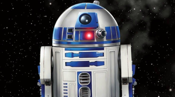 R2D2 against a black, starry background.