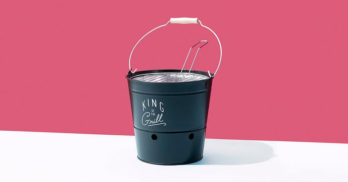 gentleman's hardware BBQ bucket grill on pink and white colorama