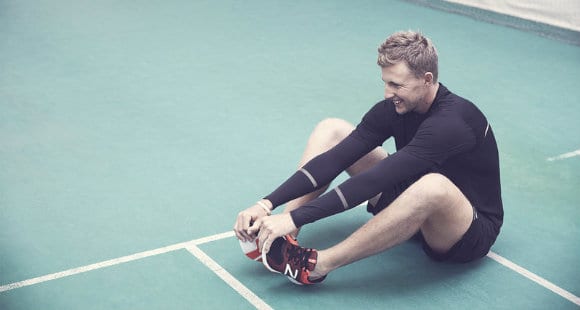 man stretching