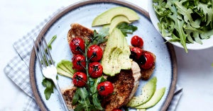 Roasted Tomato, Avocado + Rocket Bruschetta