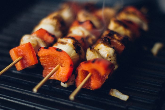 Healthy BBQ chicken skewers