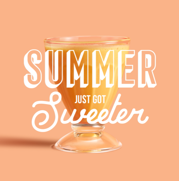 Orange Shake with 'Summer Just got Sweeter' text over the top