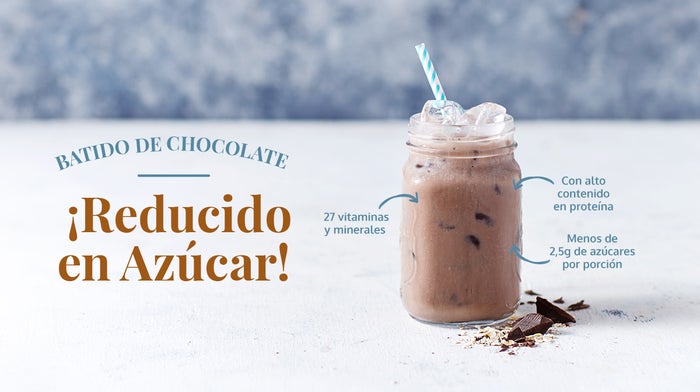 Batido sustitutivos de comidas: batido de chocolare reducido en azúcar Exante rico en proteína, fibra, vitamianas y minerales