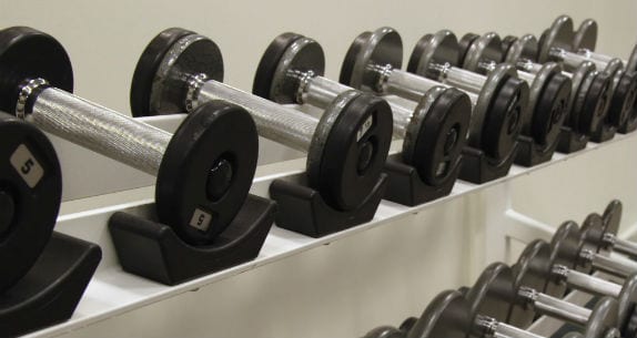 weights on rack