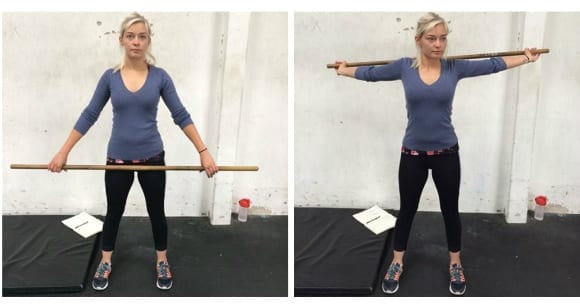 stick rolls chest stretch